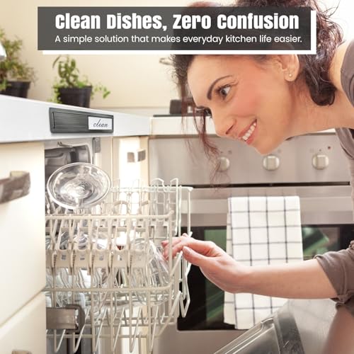 Azurise Dishwasher Clean Dirty Magnet - Black Stainless Steel Sign