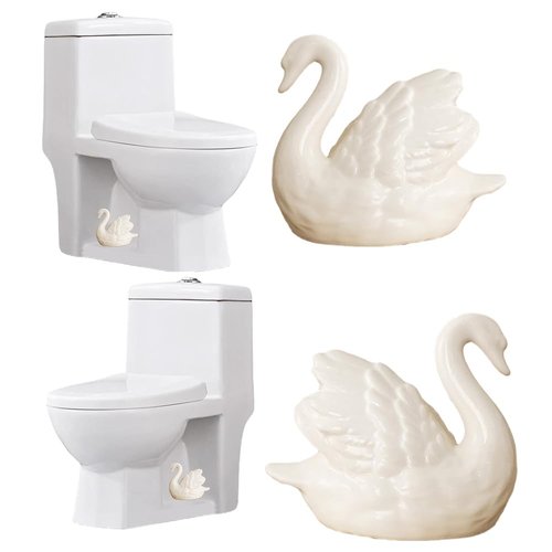 2PCS Toilet Bolt Covers Decorative, Ceramic Toilet Bolt Caps Decorative, Funny Toilets Screw Cover Caps, Lovely Swan Toilets Bowl Bolt Covers, Easy Installation Bathroom Accessories (White)