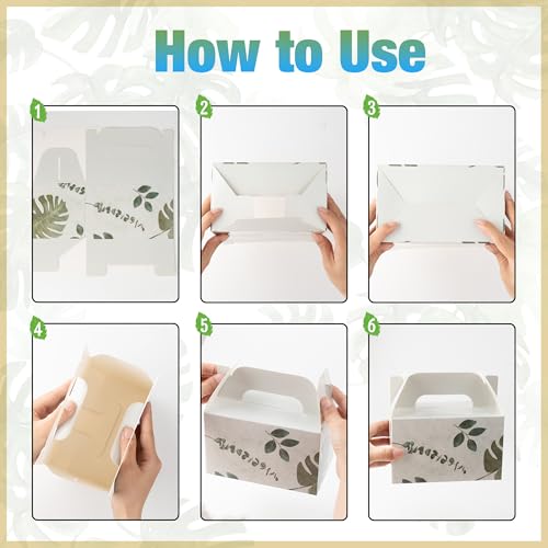 NyuOurea 10-Pack Green Leaf Gable Favor Boxes, 6.5x4x4 Inches