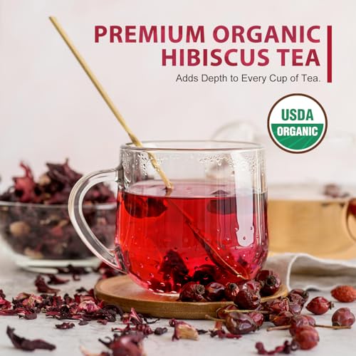 Soeos Organic Hibiscus Flower Herbal Tea, Loose Leaf, 16 Ounce