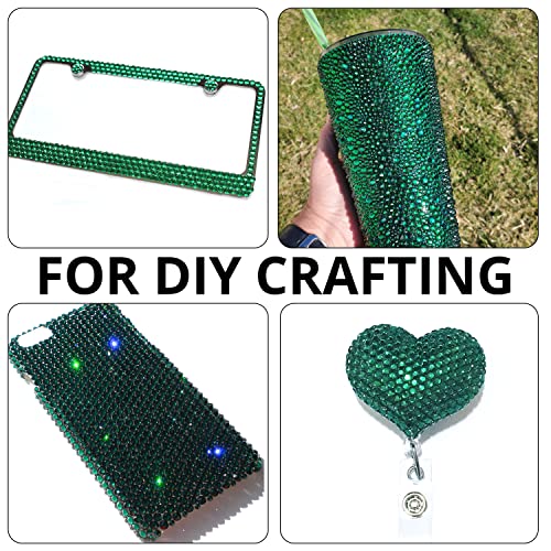 GA&EN Dark Green Nail Rhinestones 2000PCS Flatback Crystal Gems with Tools