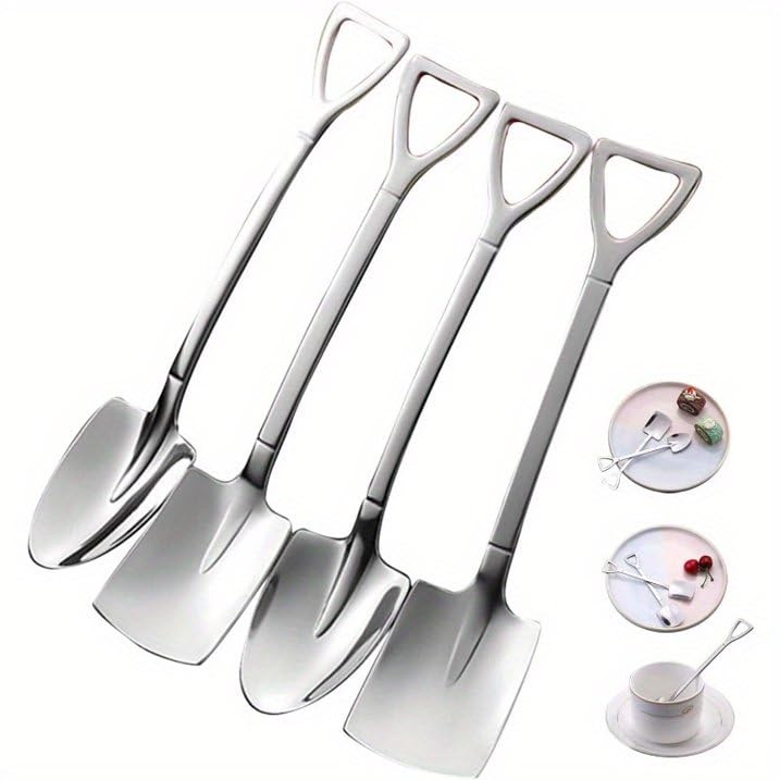 10-Piece Silver Dessert Spoon Set - 4.8" Stainless Steel Spoons