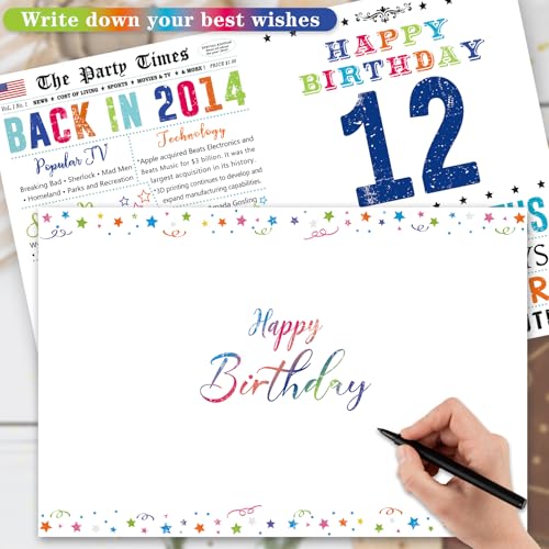 12th Birthday Card for Boys & Girls - HEJOYN QQ-202, 10.6x7.9 Inches