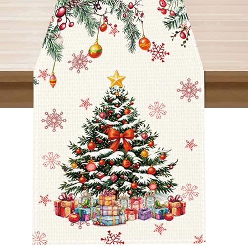 Christmas Table Runner 13x72 Inch with Xmas Tree Design