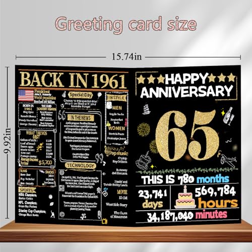 Joycard 65th Anniversary Card for Couple Husband Wife Back in 1961