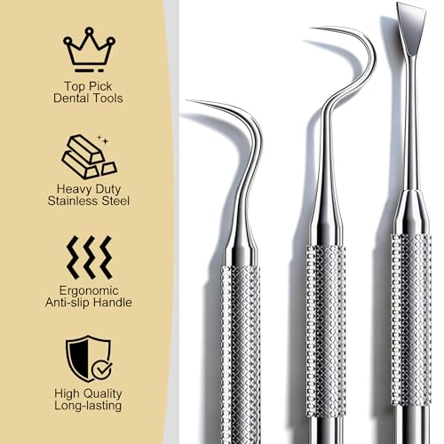 Azosowo Stainless Steel Dental Pick & Tartar Remover Tool Kit for Teeth