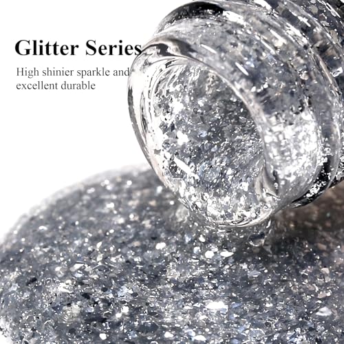 Imtiti Silver Glitter Gel Nail Polish Diamond Sparkle Soak Off UV LED 10ML
