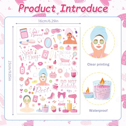 Spa Temporary Tattoos Pink Slumber Party Favors 8 Sheets