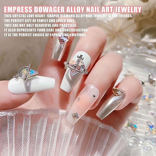 Planet Nail Art Charms - 27 Pcs 3D Heart Saturn Rhinestones