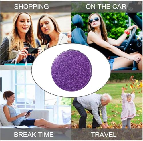 Purple Compact Pocket Makeup Mirror with 1X 2X Magnification