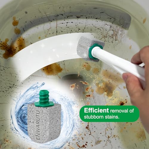 ENWARUTU Small Pumice Stone Toilet Cleaner with 11.8-Inch Handle & 7 Pads
