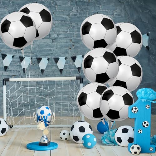 YiYou 8 Pack 22 Inch Soccer Foil Balloons - Realistic Football Mylar Party Decorations (Soccer Variant)