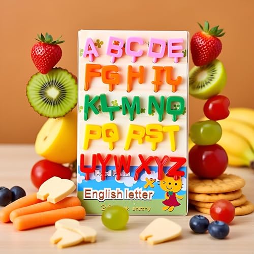 26-Piece Alphabet Food Picks & Fruit Forks for Bento Boxes