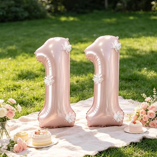 40 Inch Blush Pink Floral Number 3 Balloon - Giant Birthday Decor