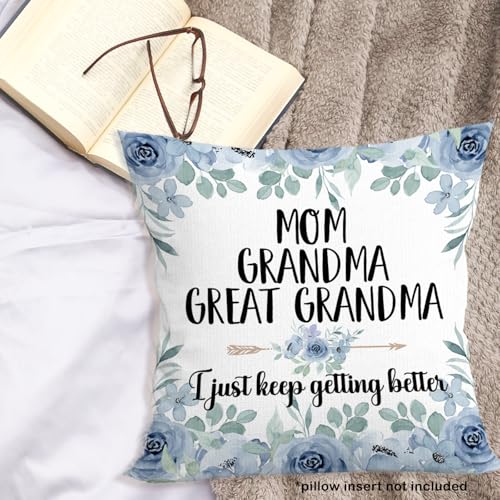 Great Grandma-2 Floral Throw Pillow Cover 18x18 - Family Gift Decor