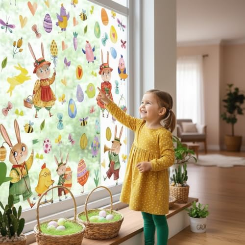 Easter Window Clings Set - 125 Reusable Static Stickers for Kids