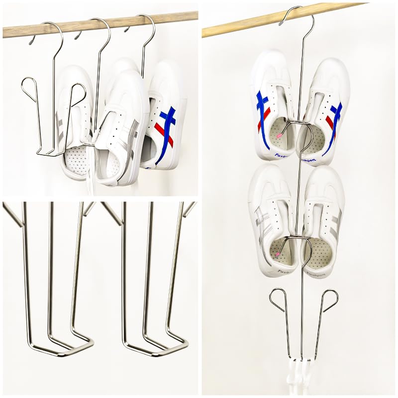 Stainless Steel Shoe Drying Rack - 4 Pack Shoe Hanger (Silver A)