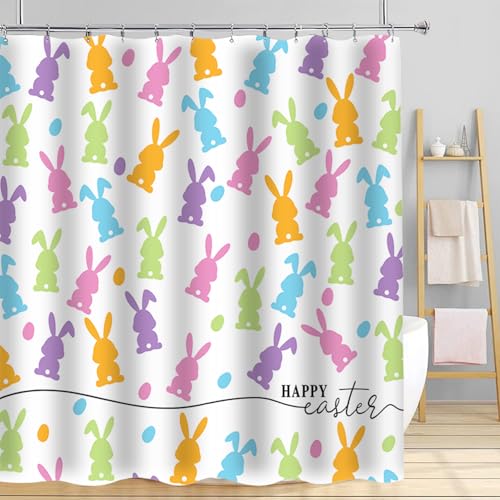 Easter Bunny Shower Curtain Set - Multicolor 72x72 Inches
