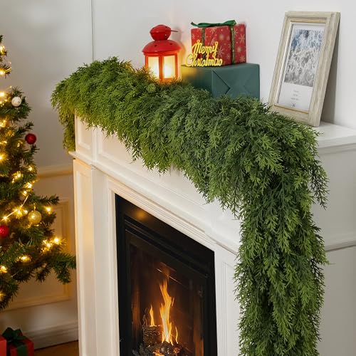7FT Artificial Cedar Garland for Christmas Decorations - Full & Durable, Rainproof