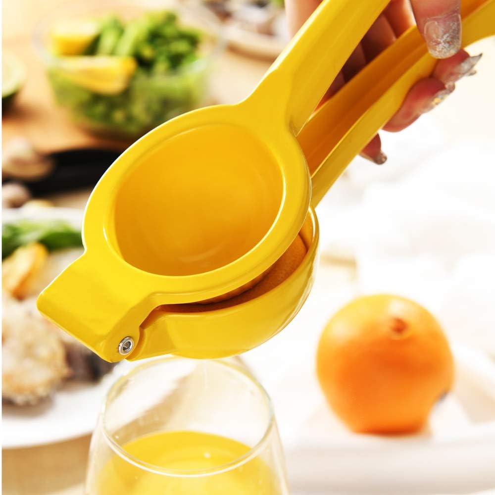 Skiennix Manual Citrus Juicer - Professional Lemon & Lime Squeezer | Durable Metal Design (Yellow)