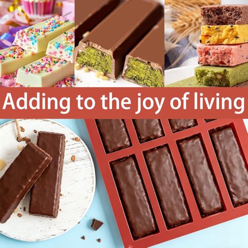 Gobrevv 2PCS Red Silicone Chocolate & Cereal Bar Molds Set - 8 Cavities