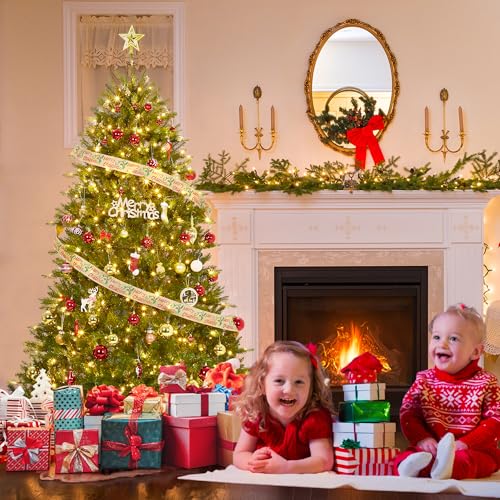 7.5ft Artificial Christmas Tree with Dense Branch Tips and Metal Stand - Full & Realistic Holiday Decor
