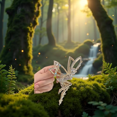 Gold Elf Hair Claw Clip with Rhinestones Metal Fairy Hair Clip