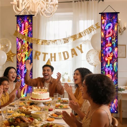 Nuxovilar Music Note Happy Birthday Porch Banner 71x12 Inches