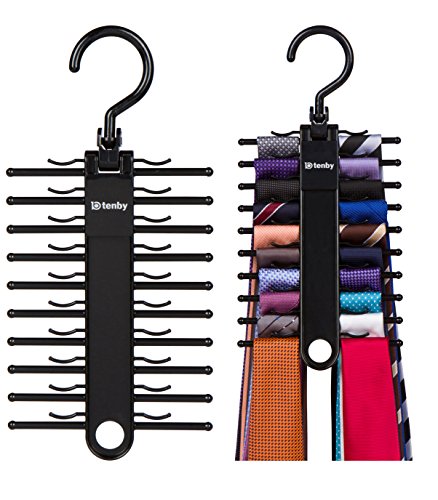 Tenby Living 2-Pack Black Tie Rack Organizer, 20-Tie Rotating Hanger