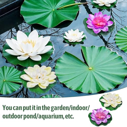 Artificial Floating Lotus Flowers Set - 10cm Water Garden Pond Decor