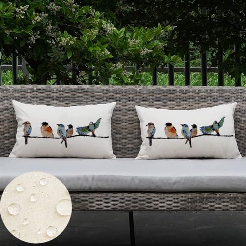 RABUSOFA Waterproof Outdoor Pillow Covers 12x20 - Teal Blue