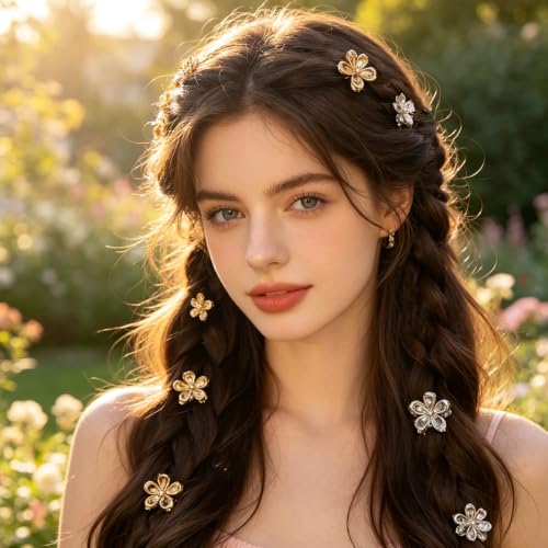 RUSTAMM Mini Flower Metal Claw Hair Clips 10-Pack for Thin & Thick Hair
