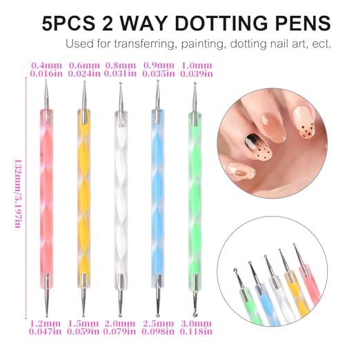 Siyuwuro 5-Piece Double-Ended Nail Art Dotting Pen Set