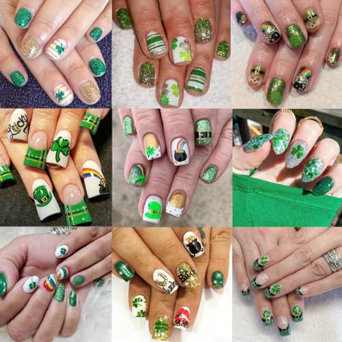 St. Patrick's Day 3D Nail Stickers - 6 Sheets Lucky Shamrock Decals
