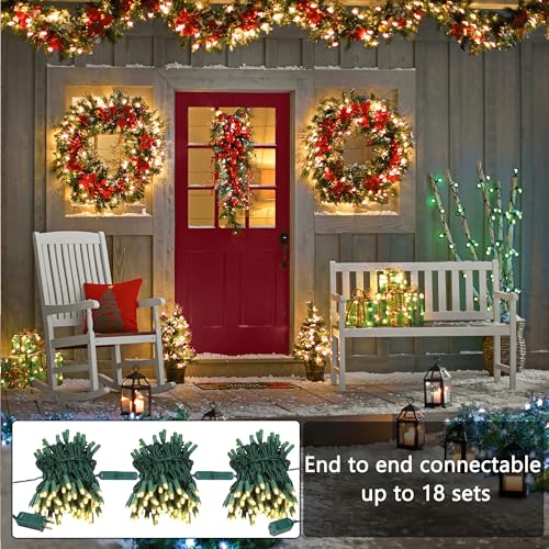 Brizled 5MM Warm White Twinkle Christmas String Lights - Connectable 100 LED