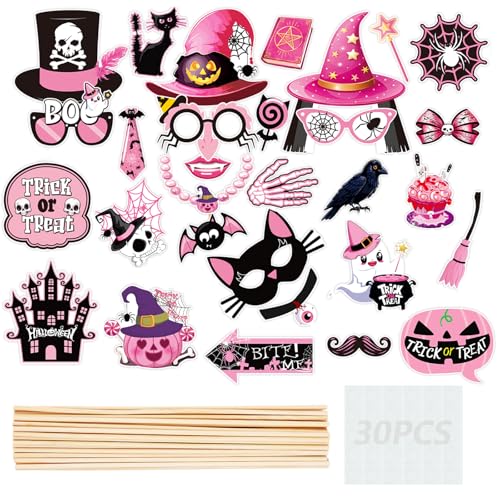 30 Halloween Photo Booth Props Set - Fun Decorations & Accessories