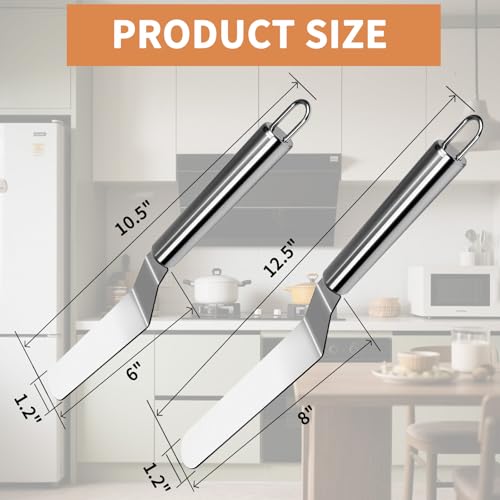 2-Piece Stainless Steel Offset Spatula Set - 6 Inch & 8 Inch Cake Frosting