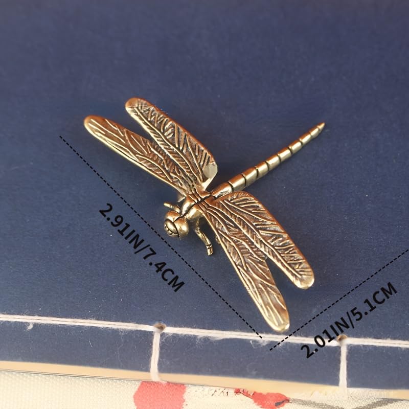 Vintage Brass Dragonfly Figurine - Antique Style Desk Ornament Statue