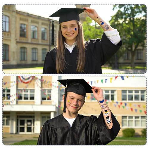 Gameza 8th Grade Graduation Temporary Tattoos 200+ Blue and Gold Favors