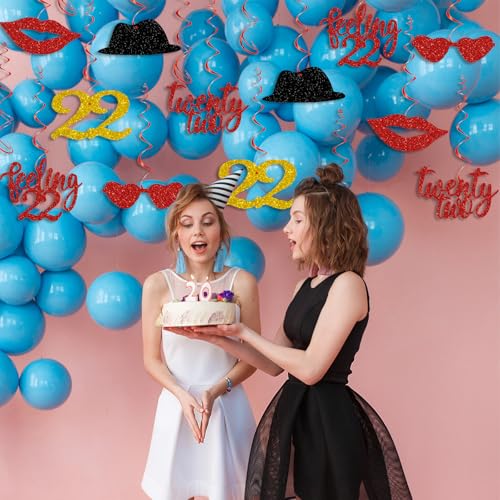 22nd Birthday Party Hanging Swirl Decorations - Singer Themed Foil Spirals