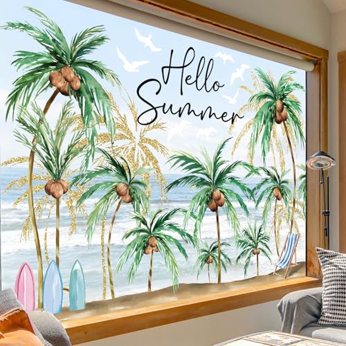 Extra Large Hello Summer Window Clings - Double Sided Decor