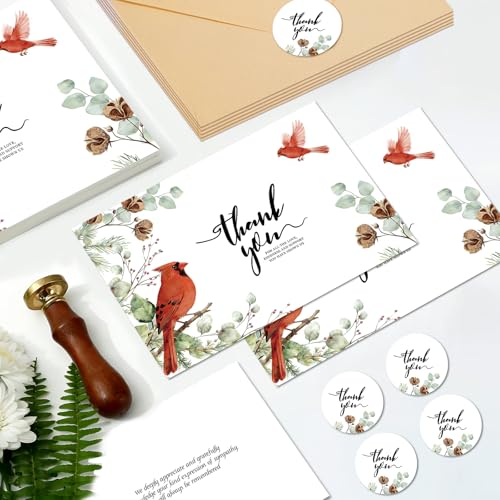 C2U 24 Pack Cardinal Sympathy Thank You Cards with Envelopes