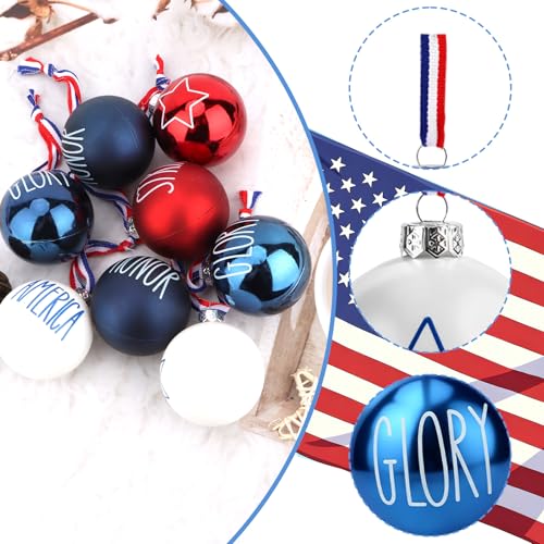 12PCS Red White Blue Patriotic Ball Ornaments for 4th of July