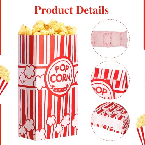 WSICSE 58 Pack 2 oz Paper Popcorn Bags for Snacks, Party & Movie Night