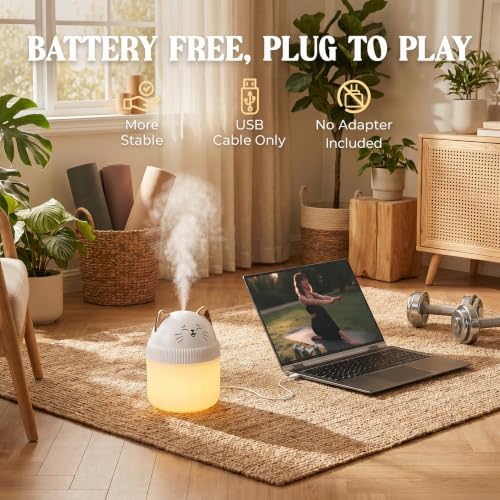 Portable Small Humidifier with Night Light - USB, Auto Shut-Off, 220ml