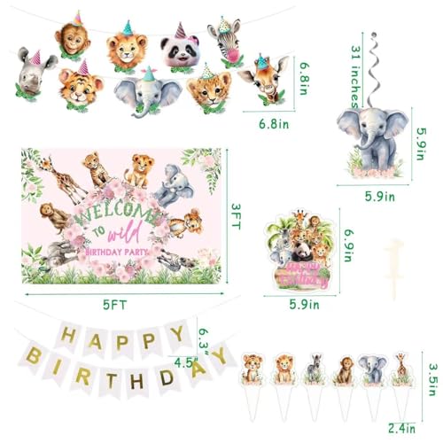 Jungle Safari Party Decorations Set for 1st Birthday