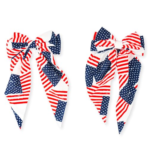 American Flag Hair Bow Claw Clips 2-Pack Patriotic Hair Accessories