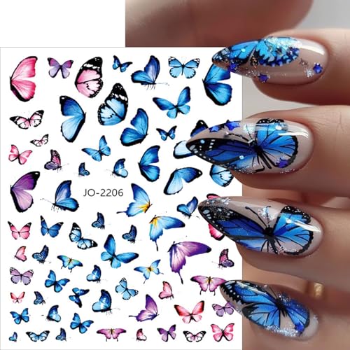 8Pcs Butterfly Nail Art Stickers 3D Self-Adhesive Colorful Decals