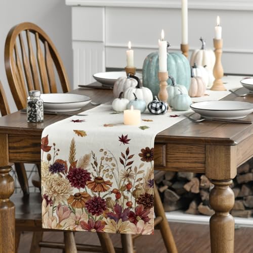 210 GSM Fall Table Runner 13x90 Inch Beige Polyester Home Decor