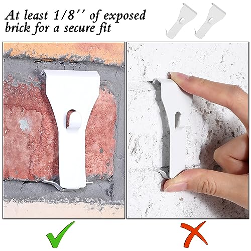 Ripeng White Brick Wall Clip Hooks - 8 Pcs No Drill Hangers